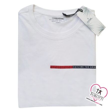 T Shirt  conformata Coveri Moving manica corta uomo cotone art. OTJ3861 diciture - immagine 4