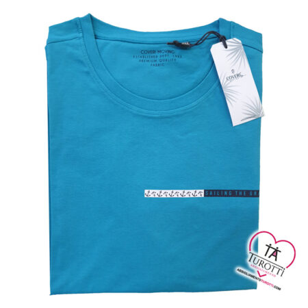 T Shirt  conformata Coveri Moving manica corta uomo cotone art. OTJ3861 diciture - immagine 5