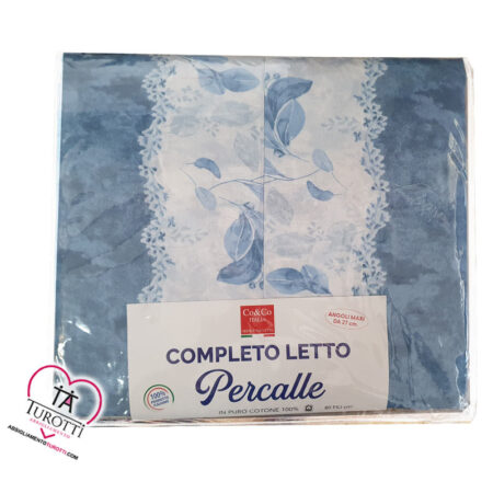 Completo Matrimoniale lenzuola Percalle Co & Co Italia disegno Giulia - immagine 3