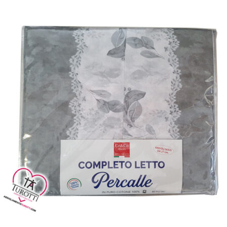 Completo Matrimoniale lenzuola Percalle Co & Co Italia disegno Giulia - immagine 4