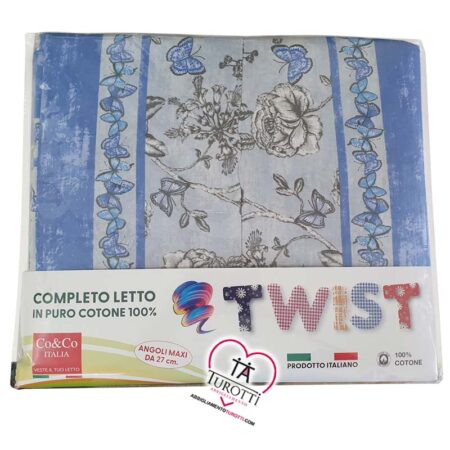 Completo Matrimoniale lenzuola Twist  Co & Co Italia disegno Lucilla - immagine 3