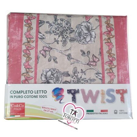 Completo Matrimoniale lenzuola Twist  Co & Co Italia disegno Lucilla - immagine 4