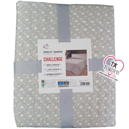 Trapuntino LOVELY HOME Challenge Matrimoniale cuori grigio disegno 17 - immagine 2