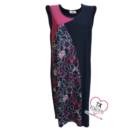 Abito Smanicato calibrato Lady XL  donna 03388 a spalla larga in tinta unita con stampa stilizzata - immagine 2