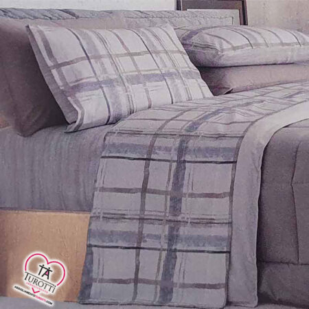 Completo Lenzuola Carillo Home LN1369 Rander Matrimoniale in cotone stampato quadrettato - immagine 4