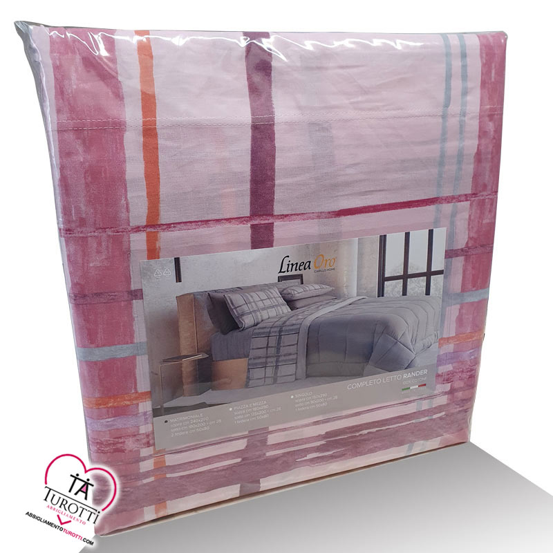 Completo Matrimoniale lenzuola Percalle Turotti Abbigliamento