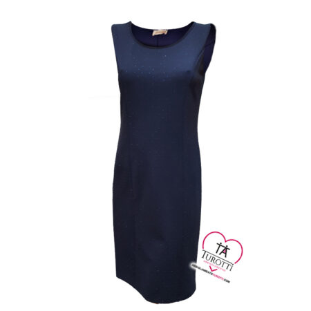Abito tubino Donna Bella Luxury art 10026 a spalla larga in tinta unita con brillantini - immagine 2