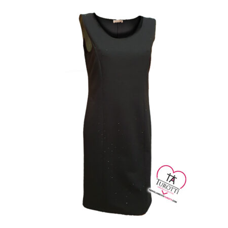 Abito tubino Donna Bella Luxury art 10026 a spalla larga in tinta unita con brillantini - immagine 3