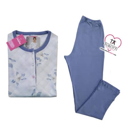 Pigiama Donna Serafino orlato Bip Bip 519 varianti colore polvere Cotone Interlock - immagine 2