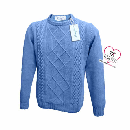 Maglione Uomo Biancofilo 24331 lavorazione trecce davanti misto lana cashmere - immagine 2