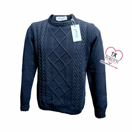 Maglione Uomo Biancofilo 24331 lavorazione trecce davanti misto lana cashmere - immagine 3