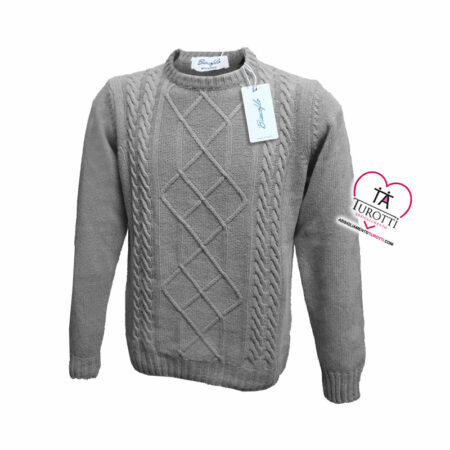 Maglione Uomo Biancofilo 24331 lavorazione trecce davanti misto lana cashmere - immagine 4