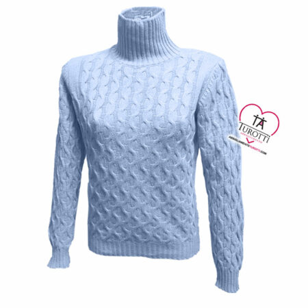 Maglia Dolcevita Donna Biancofilo 24104 lavorazione tessuto trecce misto lana tinta unita - immagine 3
