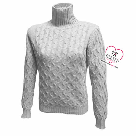 Maglia Dolcevita Donna Biancofilo 24104 lavorazione tessuto trecce misto lana tinta unita - immagine 4