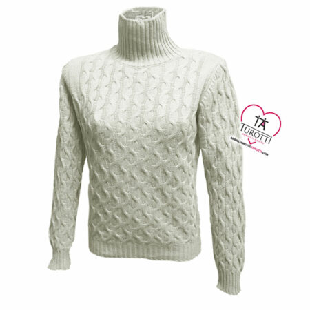 Maglia Dolcevita Donna Biancofilo 24104 lavorazione tessuto trecce misto lana tinta unita - immagine 5