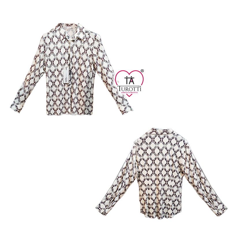 Camicia da donna maniche lunghe stampa a rombi Etichetta VLT’S Basic in viscosa - immagine 6