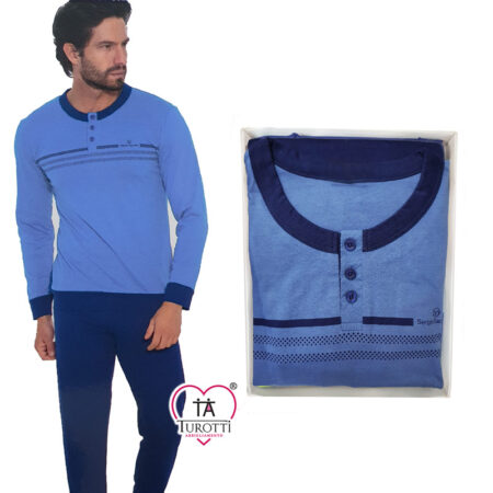 Sergio Tacchini Pigiama Uomo Serafino estivo PGI_35B14 pantaloni lunghi in cotone jersey - immagine 2