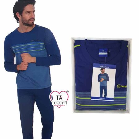 Sergio Tacchini Pigiama Serafino Uomo estivo PGI_35B17 pantaloni lunghi in cotone jersey - immagine 3
