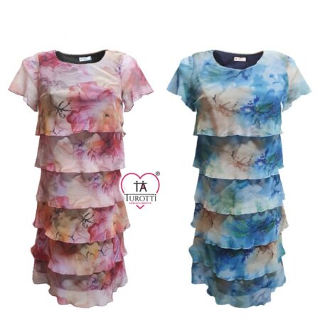 Abito balze Perla Oversize Tiziana donna in tinta unita a mezza manica