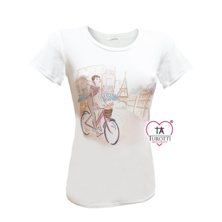 Maglietta Donna Coxi Moda girocollo mezza manica art B419SS4599 disegno Parigi