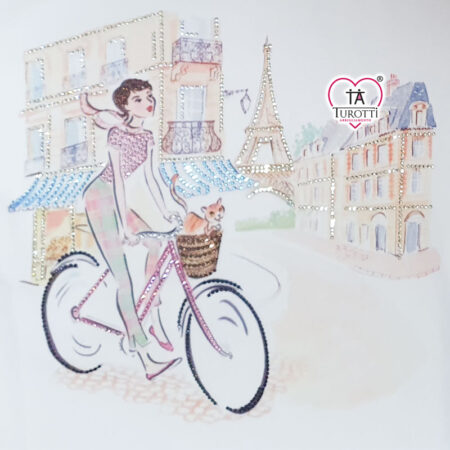 Maglietta Donna Coxi Moda girocollo mezza manica art B419SS4599 disegno Parigi - immagine 2