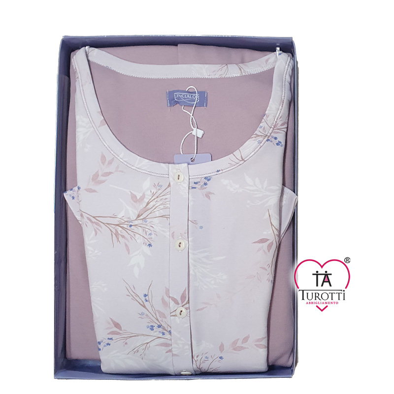 Pigiama aperto interlock conformato donna Linclalor 92237 con tasche - immagine 4