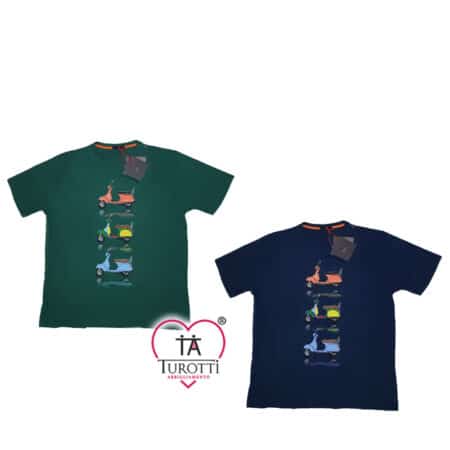 T-Shirt con vespe EASY By MAXFORT uomo art E2640 vespe girocollo taglie maxi