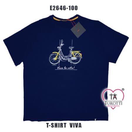 T-Shirt con motorino EASY By MAXFORT uomo art E2646 Viva la vita girocollo taglie maxi - immagine 2