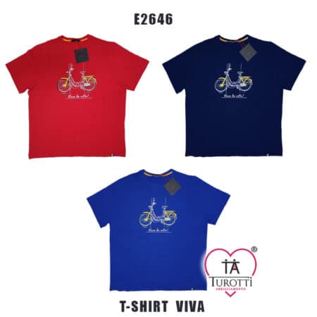 T-Shirt con motorino EASY By MAXFORT uomo art E2646 Viva la vita girocollo taglie maxi