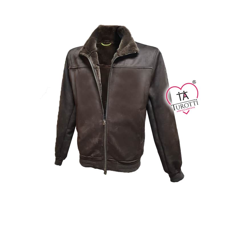 Montone in Ecopelle Uomo HM107 scamosciato in pelo colore marrone