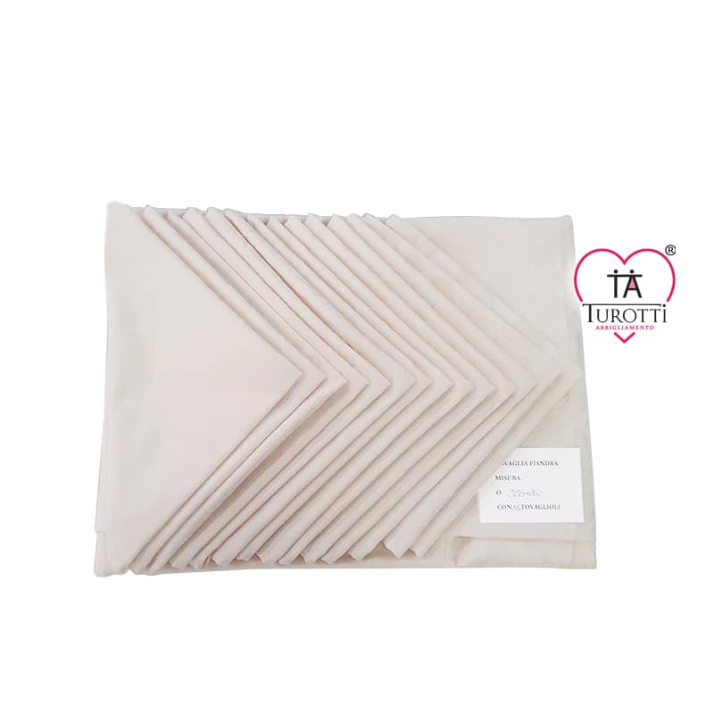 tovaglia quadrata in Fiandra 260x260 cm 14 tovaglioli 50×50 cm per ristorazione e catering - immagine 2