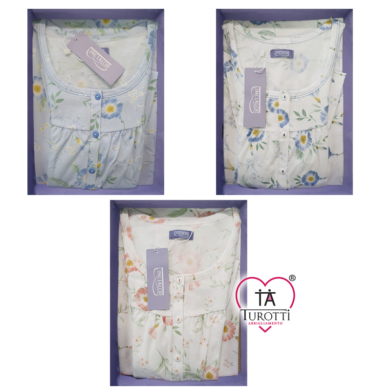Camicia da Notta Donna Serafino Raglan art 75366 fantasia fiorata cotone leggero