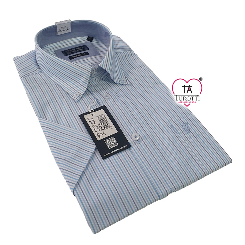 Camicia Uomo mezza manica righe art New Puyol MM 30 SEA BARRIER - immagine 2