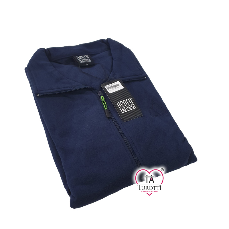 Felpa Uomo in Micropile aperta zip Art PU4012 Henry Barrows tinta unita - immagine 5