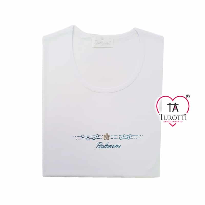 Maglia donna mezza manica Girocollo con strass articolo E77 PERLARARA - immagine 3