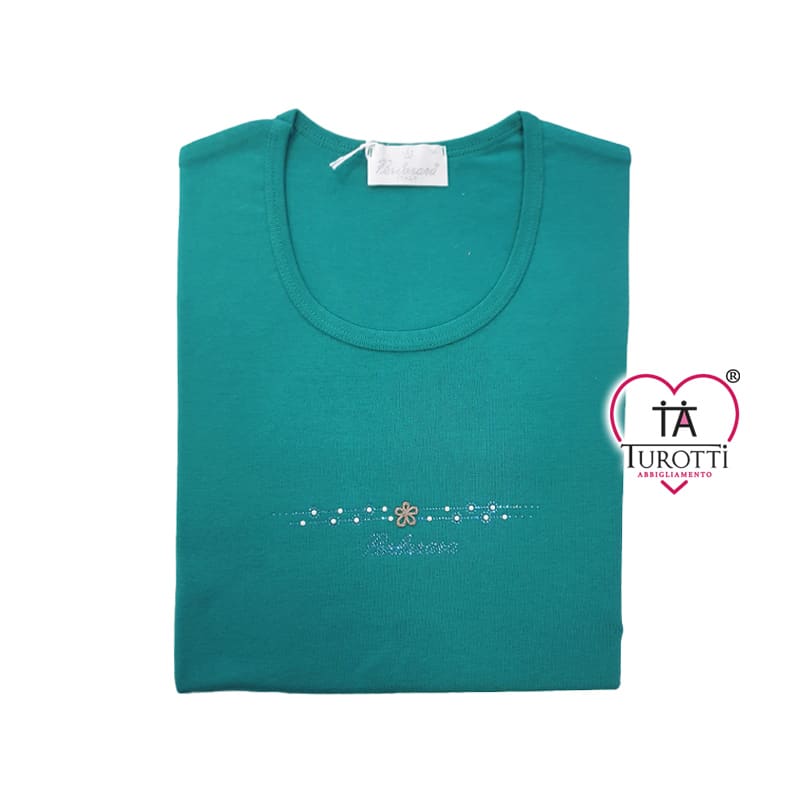 Maglia donna mezza manica Girocollo con strass articolo E77 PERLARARA - immagine 5