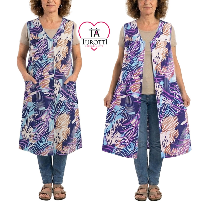 Vestaglietta donna casa Aertre aperta smanicata cotone art 139 /35 - immagine 3