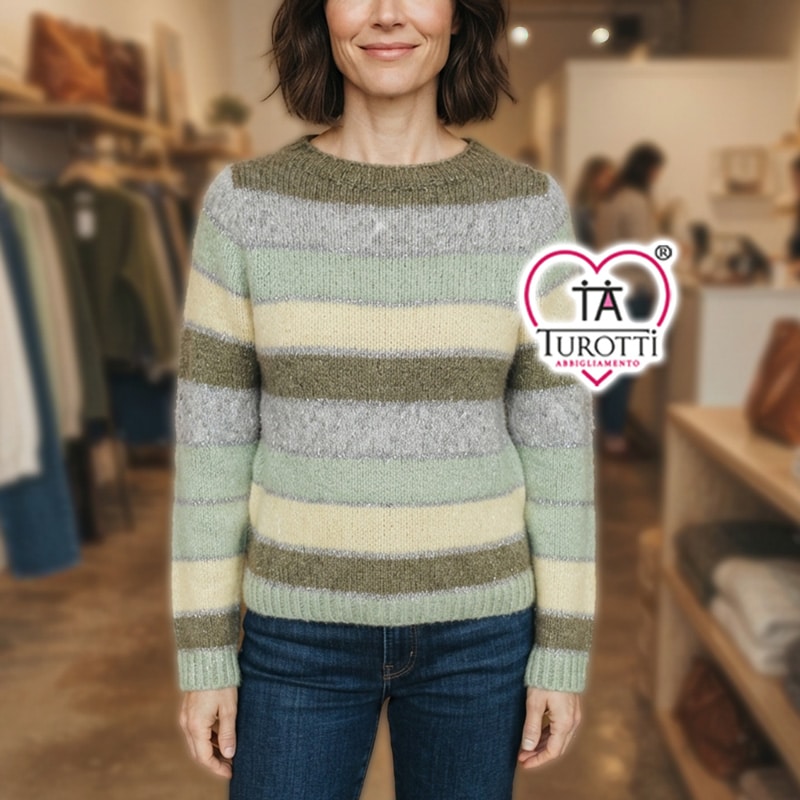 Maglione Girocollo Misto Lana Donna Articolo 2749 Tendresse con Filato Lurex