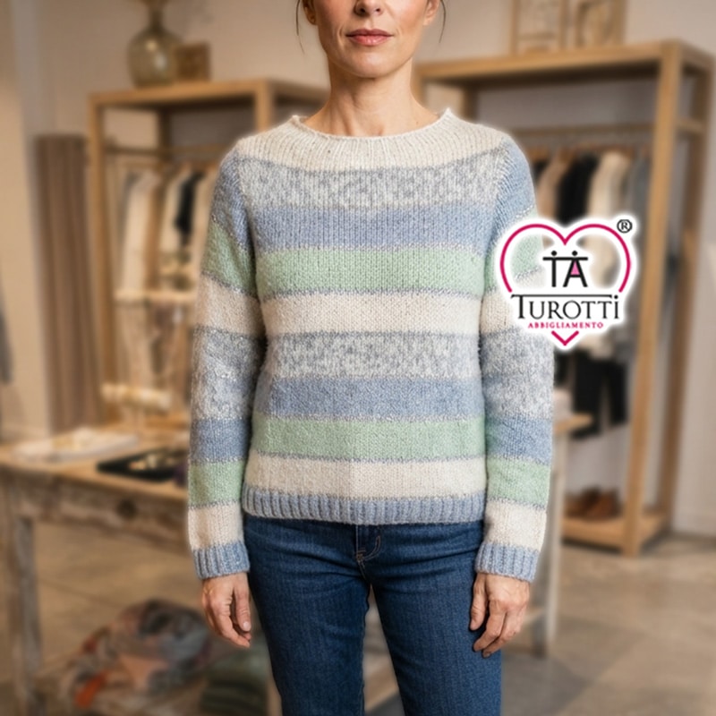 Maglione Girocollo Misto Lana Donna Articolo 2749 Tendresse con Filato Lurex - immagine 2