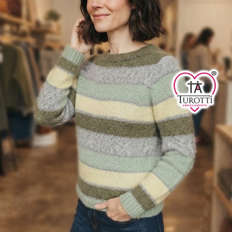 Maglione Girocollo Misto Lana Donna Articolo 2749 Tendresse con Filato Lurex - immagine 3