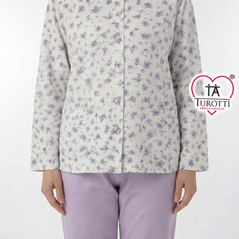 Pigiama da Donna Aperto con pantalone Interlock fantasia Bouquet Silvia Articolo 46656 - immagine 5