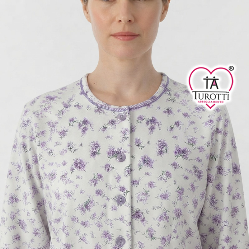 Pigiama da Donna Aperto con pantalone Interlock fantasia Bouquet Silvia Articolo 46656 - immagine 2