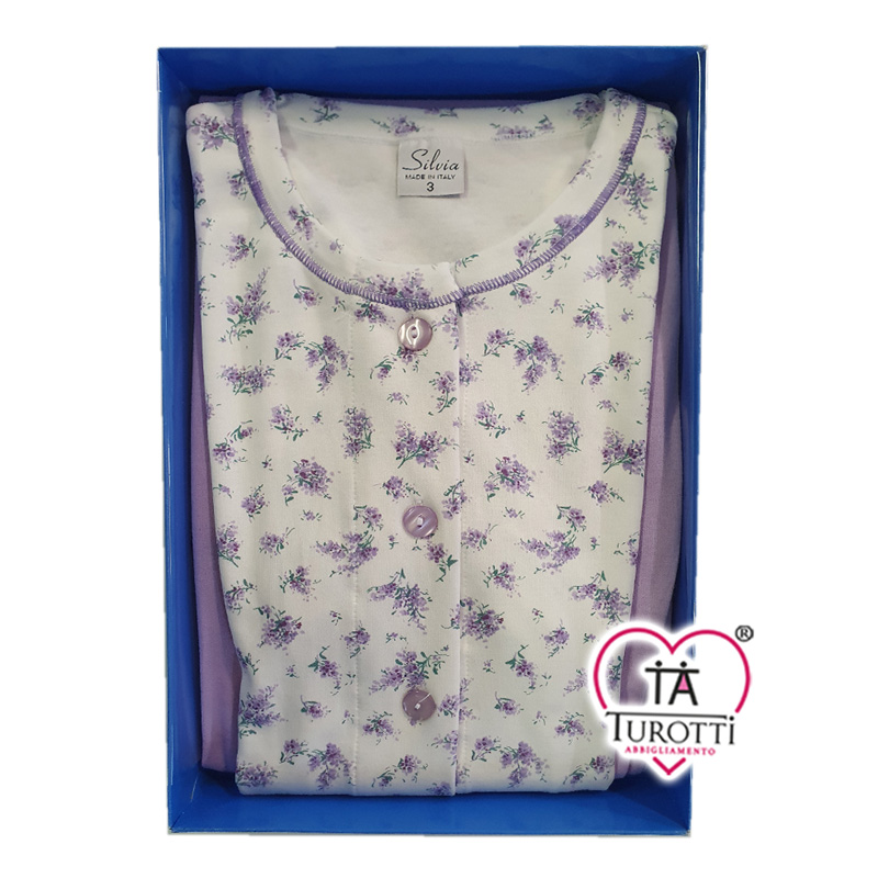 Pigiama da Donna Aperto con pantalone Interlock fantasia Bouquet Silvia Articolo 46656 - immagine 4