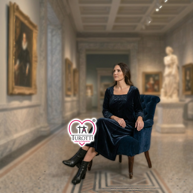 Abito Donna in Velluto con Dettagli in Paillettes Gabriella Salvalaglio Modello Velly 52 Milia - immagine 7