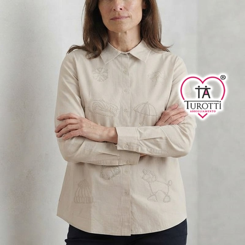 Camicia Elegante con Ricami Donna Barbara Lebek articolo 15281062