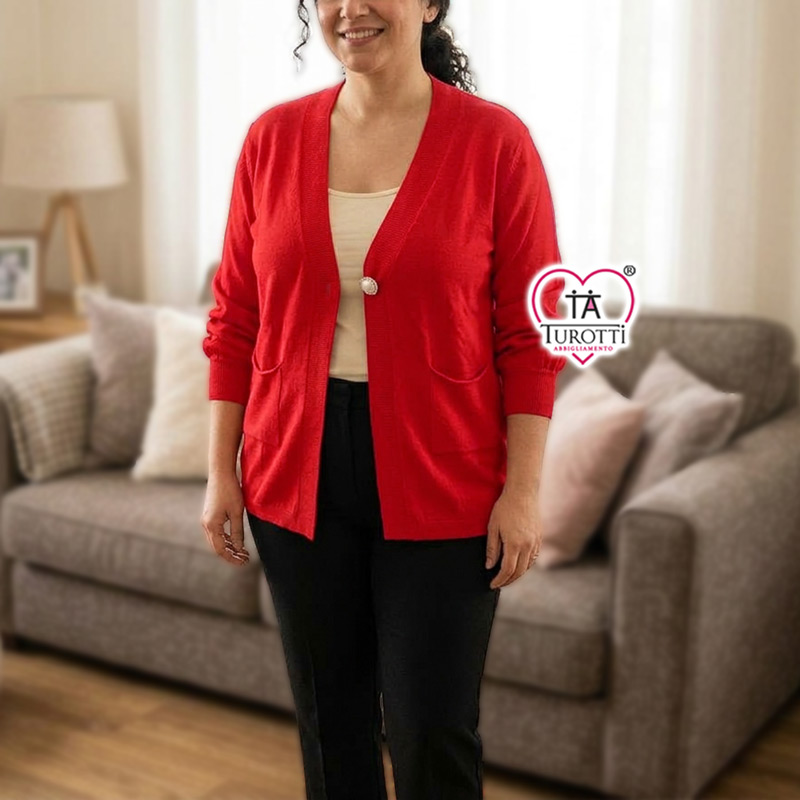 Cardigan Donna con Bottone Singolo e Scollo a V Sophia Curvy Articolo 26619 - immagine 4