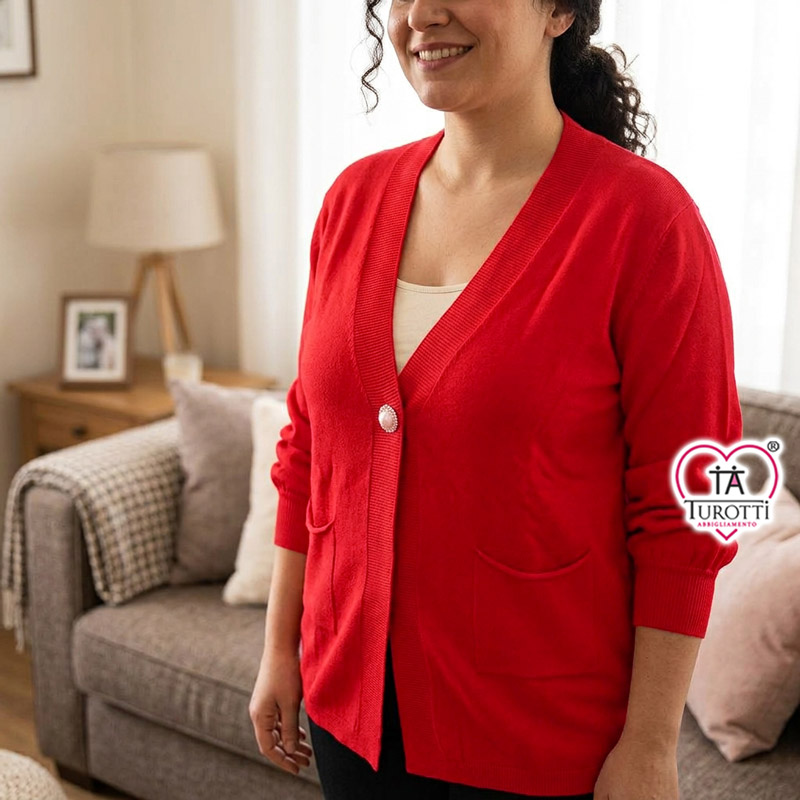 Cardigan Donna con Bottone Singolo e Scollo a V Sophia Curvy Articolo 26619 - immagine 5