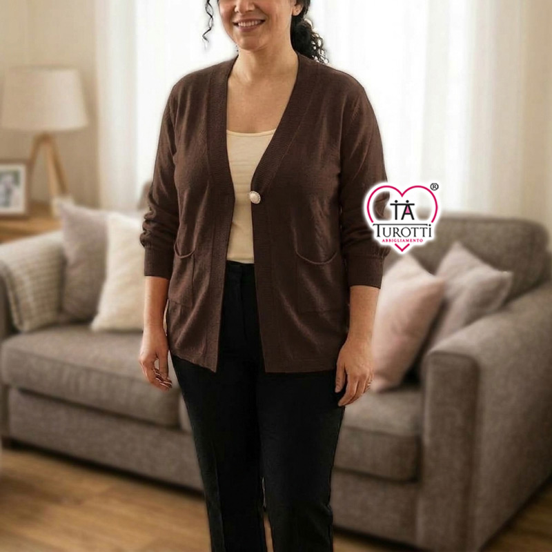 Cardigan Donna con Bottone Singolo e Scollo a V Sophia Curvy Articolo 26619 - immagine 9