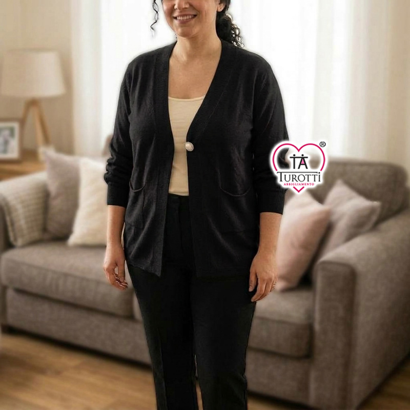 Cardigan Donna con Bottone Singolo e Scollo a V Sophia Curvy Articolo 26619 - immagine 10