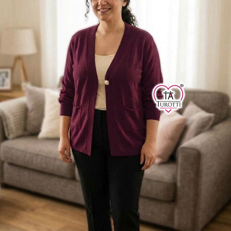 Cardigan Donna con Bottone Singolo e Scollo a V Sophia Curvy Articolo 26619 - immagine 7
